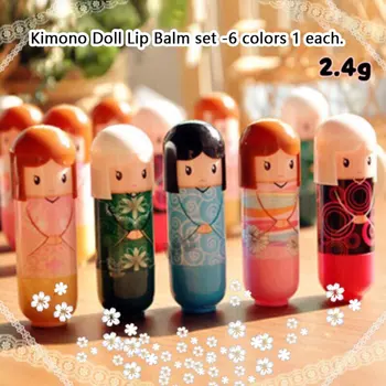 6pcs/set Kimono Doll Lūpu krāsu, 6 Krāsas, Kosmētika Mitrina Lūpas, Samitrināt Un Novērstu Plaisu Veselīgu Lūpu Balzams
