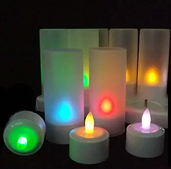 6pcs/set Tālvadības Uzlādējams Tējas Gaismas LED Sveces matēta Flameless TeaLight krāsu Maiņa sveču lampas Kāzu Puse