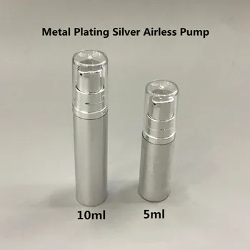 6ps/daudz Augstas Kvalitātes 5ml 10ml zelta sudraba vakuuma augstspiediena losjons pudeli ar ārstniecības sūknis mini uzpildāmas portatīvo pudele