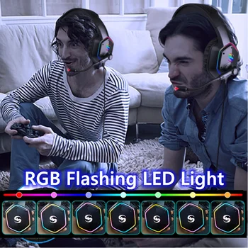 7.1 Stereo LED Gaming Austiņas, Par PS4 vai XBOX Gamer, Austiņas ar Mikrofonu Trokšņu slāpēšanas Mazulis Audifonos PC Datoru Virs Auss Mūzikas Ķivere