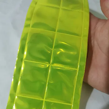 7,5 cm*50M Atstarojošās režģu auduma Luminiscences PVC Slokšņu saredzamiem Atstarojošiem Satiksmes Drošības Brīdinājuma Lentas Šūšanas Materiāli
