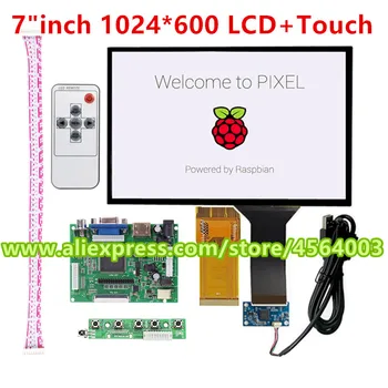 7 collu 1024*600 HD displejs TTL LVDS LCD Monitors Pretestības touch screen Kontrollera draiveri valdes HDMI VGA 2AV komplekts Aveņu Pi