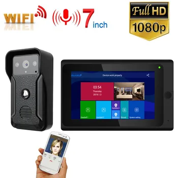 7 collu Bezvadu WIFI Video Durvju Tālrunis Durvju Domofons Ierakstu Sistēmas ar Vadu HD 1080P Vadu Kamera Nakts Redzamības