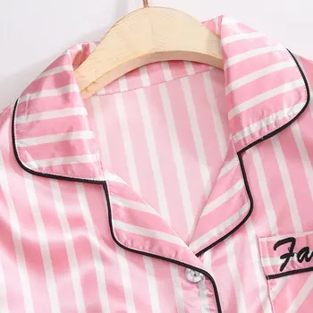 7 Gabalus Sieviešu Pidžamas Komplekti, Seksīga Vasaras Zīda Apakšveļa Pijiama Satīna Spageti Siksnas Svītrainām Pyjama Sleepwear Pavasara Homewear