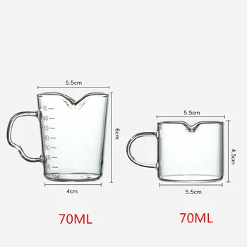 70ML Komplekts, 2 Stikla Piena Krūze, Dvīņu Tekne, Ielejot Kafijas Krējuma Mērci Krūze Barista Amatniecības Kafijas Latte Piena Putošanas Krūze Krūzi
