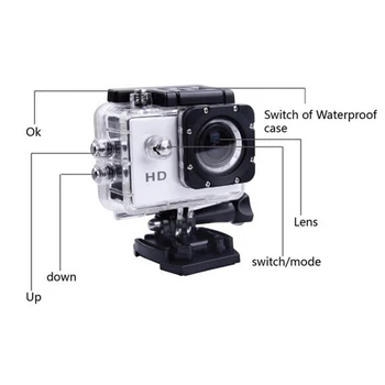 720P Action Camera Ultra HD Zemūdens Āra Mini Sporta Fotokameras Ūdensdrošs Cam Ekrāna Krāsas Ūdens Izturīgs Video Novērošanas