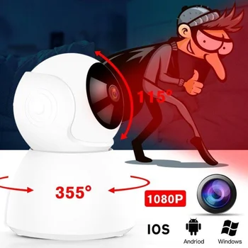720P HD 1080P Home Security, IP Kameras divvirzienu Audio Bezvadu Mini Kamera 1MP Nakts Redzamības CCTV WiFi Kameru Baby Monitor