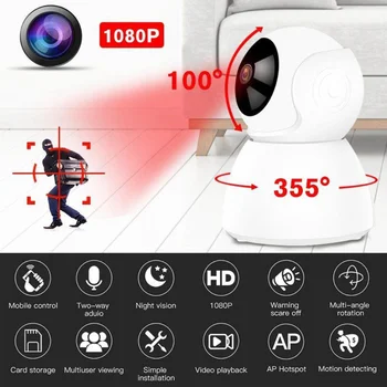 720P HD 1080P Home Security, IP Kameras divvirzienu Audio Bezvadu Mini Kamera 1MP Nakts Redzamības CCTV WiFi Kameru Baby Monitor