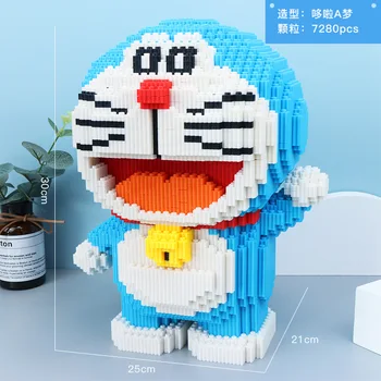 7280pcs+ Burvju Celtniecības Bloki Doraemons Attēls 30cm Modelis Savienojums Dimanta Ķieģeļi Bērniem Bloks Rotaļlietas