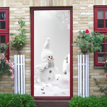 77x200cm 3D Fantāzija Priecīgus Ziemassvētkus Sniegavīrs Durvju Uzlīmes DIY Pašlīmējošas Sienas Grāmata Bērniem Istabu, Dzīvojamā Istaba Vinila Plakāts