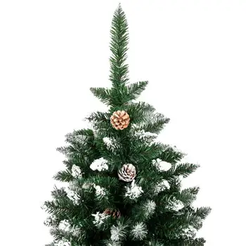 7FT 1350 Draudzes Ziemassvētku Eglīte Flocking Spray Balts Koks Ar 61 čiekurs PVC Lapu Automātisku Koka Struktūru Reāli Ziemsvētki Koks