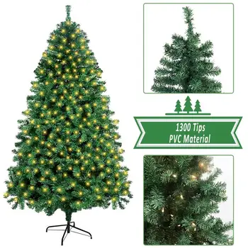7ft/210cm Big LED Mākslīgās Ziemassvētku Koks ar 400pcs Gaismas 1300pcs Filiāles Jauno Gadu Automātisko Mākslīgās Ziemassvētku Eglītes