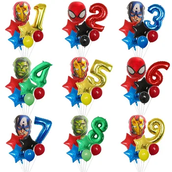 7pcs Avenger Spider Dzelzs Captain America Pontons Supervaronis Balonus Uzstādīt 30inch Numuru Globos Dzimšanas dienas svinības Rotājumus Bērniem Rotaļlietas