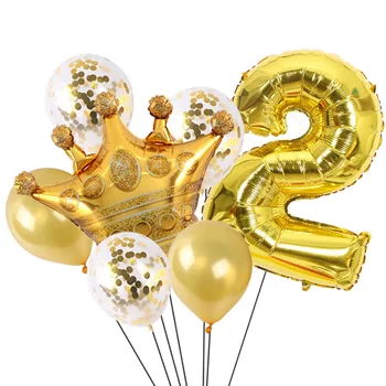 7Pcs/Set 32Inch Zelta Numuru, Folija Baloni, Bērnu Dušas Happy Birthday Rotājumi 1-9 Bērniem Dzimšanas dienas ballīti Numuru Ballons