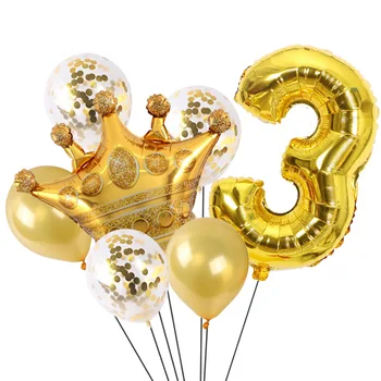 7Pcs/Set 32Inch Zelta Numuru, Folija Baloni, Bērnu Dušas Happy Birthday Rotājumi 1-9 Bērniem Dzimšanas dienas ballīti Numuru Ballons