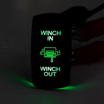 7Pin Lāzera Iekārtas Slēdzi Pārslēgt Vinču Vinču No 12V ON-OFF-ON LED Gaiši zaļa