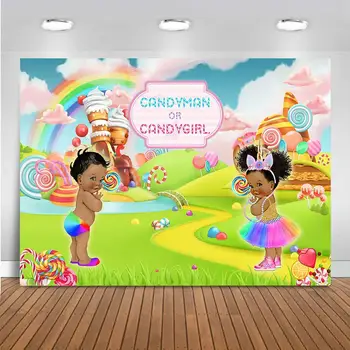 7x5ft Candyland Baby Dušas Fons Dzimumu Atklāt Puse Banner Konfektes, Zēns vai Meitene Dzimumu Atklāt Partijas Apdare