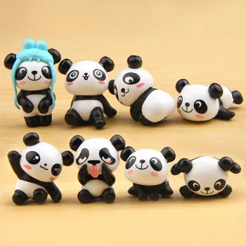 8 gab./daudz Cute Baby Panda Mini Lelles Modelis Pandas PVC Skaitļi Rotaļlietas DIY Mikro Ainavu Dekorēšanai Rotaļlieta Modelis Ziemassvētku Dāvanu