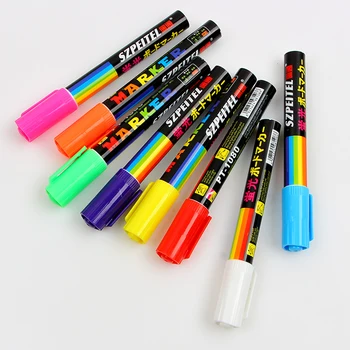 8 Krāsu Izdzēšami Slīpā Marķieris Pildspalvu Komplekts 6mm Šķidruma Krīts Luminiscences Neona Marķieri LED Logu Glassboard Pildspalvas Bezmaksas Piegāde