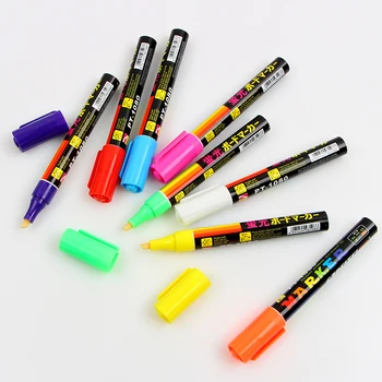 8 Krāsu Izdzēšami Slīpā Marķieris Pildspalvu Komplekts 6mm Šķidruma Krīts Luminiscences Neona Marķieri LED Logu Glassboard Pildspalvas Bezmaksas Piegāde