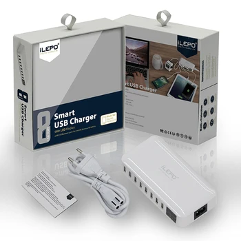 8 Porti Ātra Maksas Smart USB Lādētāju 50W Max 10A Screen Displejs, Ātrs Lādētāju, Kabatas Izmēra, ar Kabeli, Lai iPhone, Huawei
