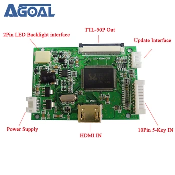 800x480 4.3 Collu 7 8 9 Collu HDMI 1080P, lai 50Pin TTL Signālu Izejas LED LCD universāls Kontrolieris Dēlis+5Key Taustiņš+DC AT070TN92