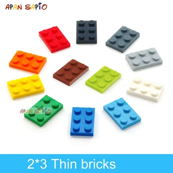 80pcs DIY Celtniecības Bloki Plānas Skaitļi Ķieģeļi 2x3 Punkti 12Color Izglītības Creative Izmērs ir Saderīgs Ar lego Rotaļlietas Bērniem