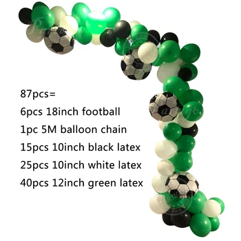 87pcs/set futbols Futbola Arkas, Balonu Vainags Komplekts Green Lateksa Baloni Zēns Dzimšanas dienas Svinības Tēma Notikums Grupa Krājumi