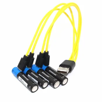 8pcs Etinesan 1,5 V AAA 600mWh li polimēru uzlādējams litija jonu creative USB akumulators + Micro uzlādes kabelis