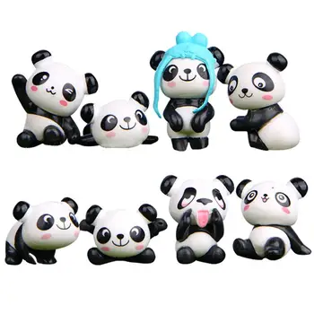 8PCS Jautrs Versija Karikatūra Panda Kūka Dekorēšanas Radošā Savvaļas Dārzs Mikro Ainavu Cute Lelle Puse Kūka Apdare