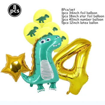 8pcs Lielo Dinozauru Folija Baloni 40inch Zaļā Numuru Baloni Dinozaurs Dino Grupa Tēmu Dzimšanas dienas Džungļos Partijas Apdare Globos