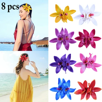 8pcs Modes Daudzkrāsains Puķu Matu Klipu Hairclips Hairgrips Elegants Matadatu Vasaras Ocean Beach Brīvdienu Puse Aksesuāri