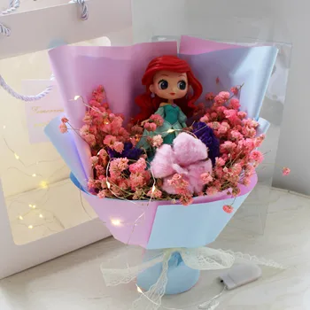 8pcs Skaisto princesi rotaļlietas, multfilmas pušķi, dāvanu kastē ar Mākslīgie ziedi radošo Izslēgšanas/Dzimšanas diena/Valentine dāvanas