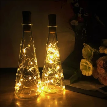 8PCS Vīna Pudele Lukturi ar Korķa 20 LED Sudraba, Vara Stieples Pasaku String Gaismas DIY Puse Ziemassvētku Kāzas