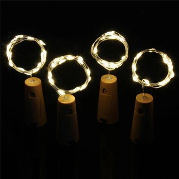 8PCS Vīna Pudele Lukturi ar Korķa 20 LED Sudraba, Vara Stieples Pasaku String Gaismas DIY Puse Ziemassvētku Kāzas