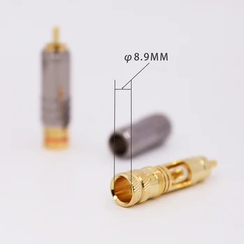 8pieces 24k Zelta Pārklājumu RCA Plug Zelta Vīriešu Savienotājs HIFI rca plug lodēt Audio rca plug wbt stype
