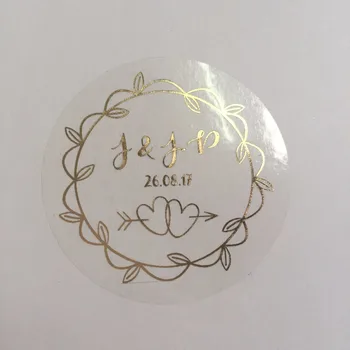 90 Folijas zelta vintage kāzu iesaistīšanās personalizētu teksta uzlīmes olīvu vainagu suvenīri dod priekšroku etiķetes uzaicinājumu ietīt zīmogs