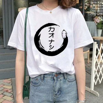 90.gados Hayao Miyazaki Anime Drukāt Īsām piedurknēm Japāņu multiplikācijas filmu top T-krekls sievietēm Han izdevums harajuku kawaii t krekls, rozā
