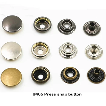 90 komplekti / lot #201 405 15mm četru daļu misiņa metāla pogas gredzenu snap nospiediet pogu aizdari aizdares sudraba, bronzas, melnas