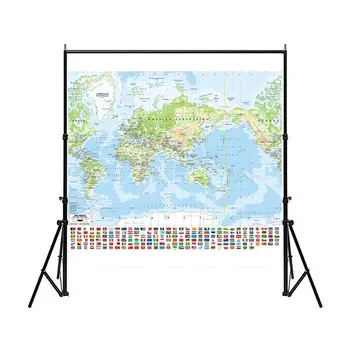 90x90cm Merkatora Projekcijas Pasaules Kartē Neausta Drukāšanas Pasaules Karte ar Valsts Karogu Izglītības