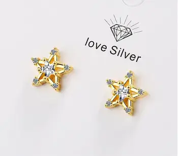 925 Sterling Silver Crystal Star Stud Auskari Sievietēm, Kāzu Dāvanas Modes Rotaslietas pendientes plata de ley 925 mujer eh050