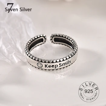 925 sterling silver gredzeni sievietēm saglabāt smaidu vintage naudas sodu jelwery Daudzslāņu atvērt regulējams moderns Sudraba Rotaslietas Puse Dāvanas