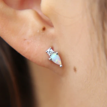 925 sterling sudraba minimālisma meitene dizaina rotaslietas asaru pilienu opal anti alerģijas sudraba auskars