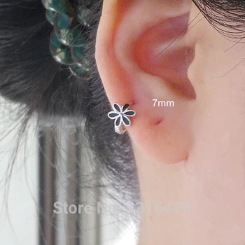 925 sudraba auskaru vienkāršu melnu ziedu krusta auss gredzens auss kaulu auss sprādzes personības temperaments sieviete, meitene auss jewelr