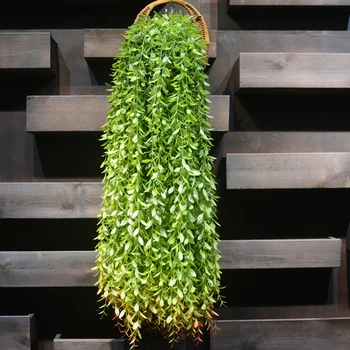 95cm Mākslīgo ziedu vīnogulāju Viltus lapas Rotangpalmas mājas dekoru zaļas lapas Ūdens vītolu karājas rotangpalmas sienas karājas augi 6pc/daudz