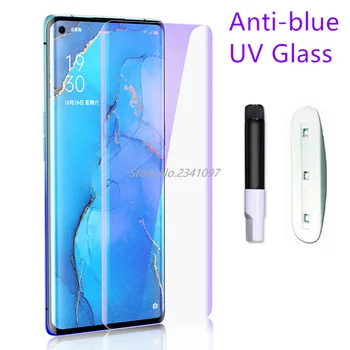 9H Pilnībā Segtu Izliektas Anti Blu-Ray Šķidruma UV Līmi Rūdīta Stikla OPPO Atrast X2 Pro X Screen Protector Glass aizsargstikls