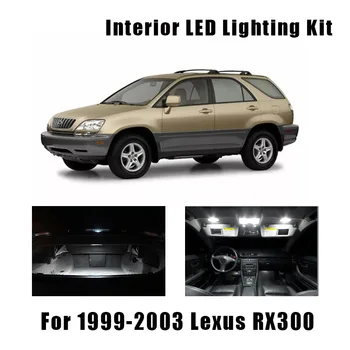 9pcs Balts Canbus LED Spuldzes Interjera Dome Bagāžnieka Durvis Gaismas Komplekts 1999-2001 2002 2003 Lexus RX300 Licences numura zīmes Lukturi
