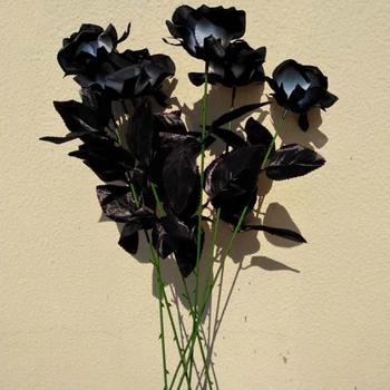 9pcs/Komplekts Mākslīgās Black Rose Puķu Pušķis Simulācijas Augu Nekustamā Touch Viltus Puķes, Dārza Mājas, Kāzu Dekorēšana, Ziedu