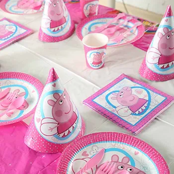 9pcs Peppa Pig Dzimšanas dienas svinības Komplekti Anime Attēls Partijas Apdare Piegādes Brīvdienu Plāksnes Darbība, Notikums Bērniem Ziemassvētku Dāvanu 2P16