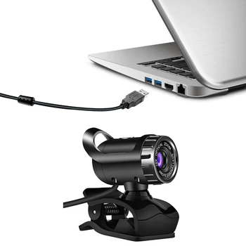 A1 Web Kameras USB Augstas Izšķirtspējas Kameras, Web Cam, 360 Grādu MIKROFONS Clip-On Youtube Datoru, PC, Laptop, Notebook Kameru Melns